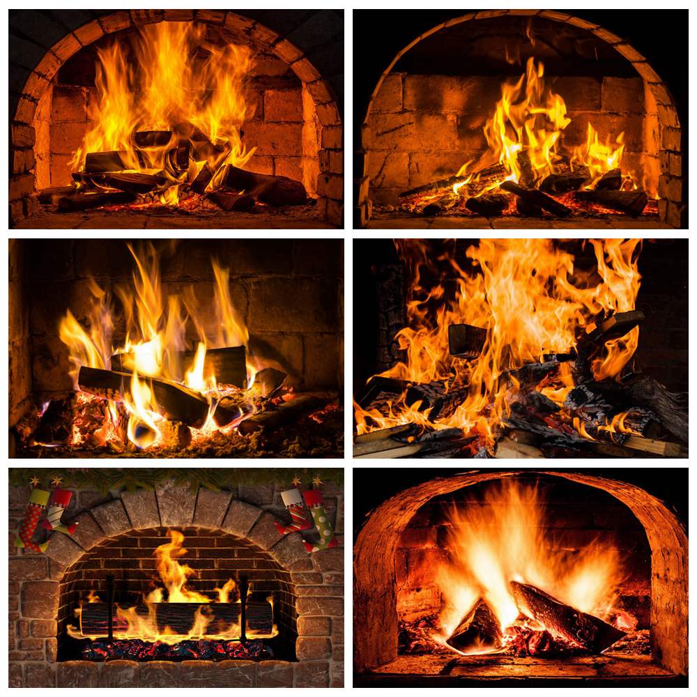 Photography Of The Year 2025 - Christmas Fireplace Flame Home Decoration Backdrops