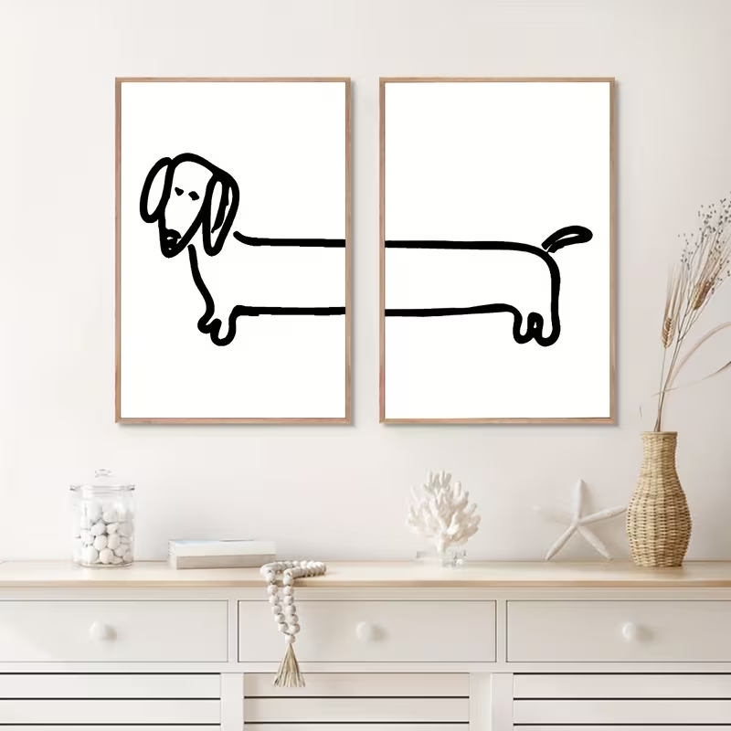 Photography Image - 2PCS Modern Dachshund Funny DogWall Art